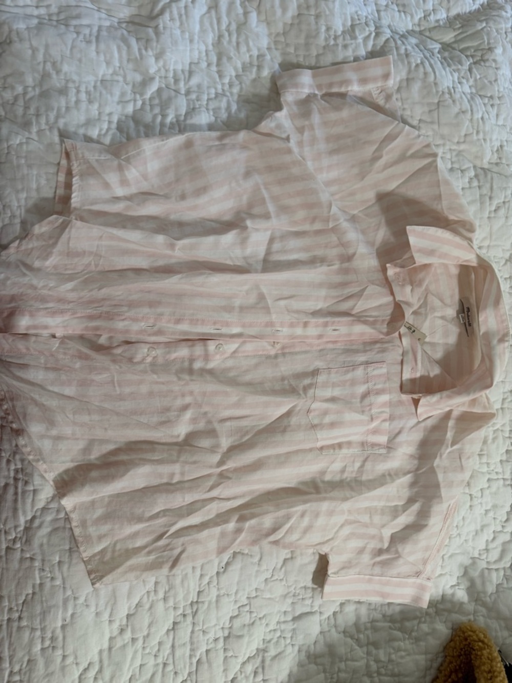 Madewell Pink and White Striped Button-Up Shirt